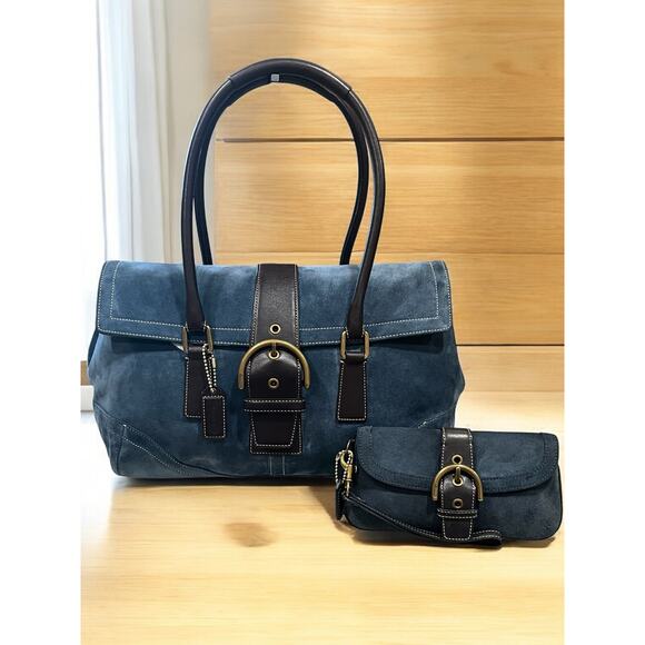 Vintage Coach 9507 Soho Suede Flap Satchel & Wristlet - Picture 1 of 14